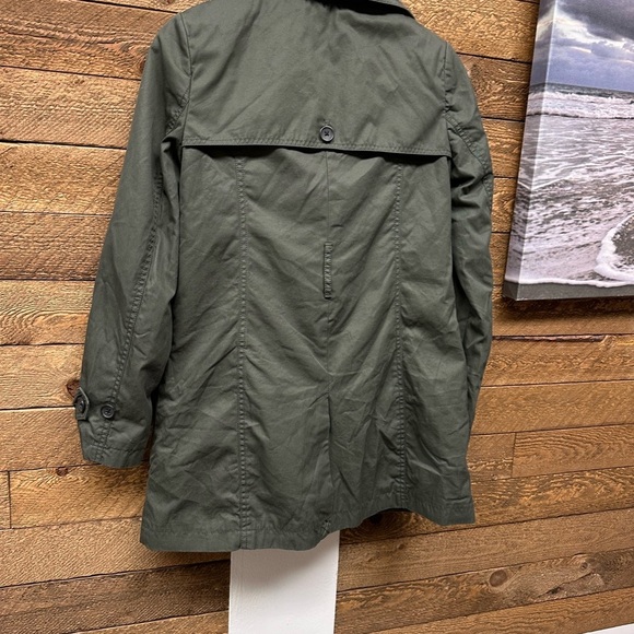🫶 Banana Republic Petite XS Olive Green Double-Breasted Trench Coat - Picture 6 of 9